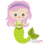 Green Mermaid Embroidery Design Pattern-1