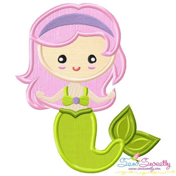 Green Mermaid Applique Design Pattern-1