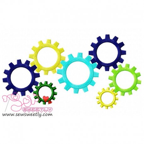 Colorful Gears Embroidery Design Pattern-1