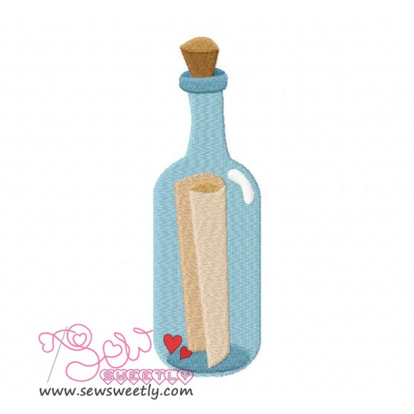 Pirates Message in a Bottle Embroidery Design Pattern-1