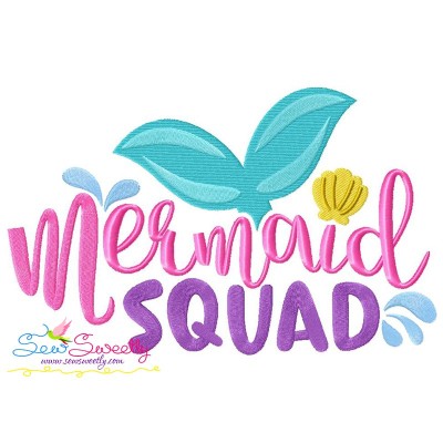 Mermaid Squad Embroidery Design Pattern-1