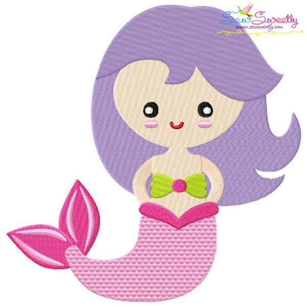 Pink Mermaid Embroidery Design Pattern-1
