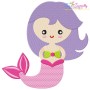 Pink Mermaid Embroidery Design Pattern-1
