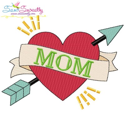 Mom Heart Arrow Embroidery Design Pattern-1