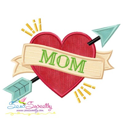 Mom Heart Arrow Applique Design Pattern-1