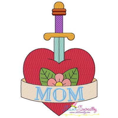 Mom Heart Sword Embroidery Design Pattern-1