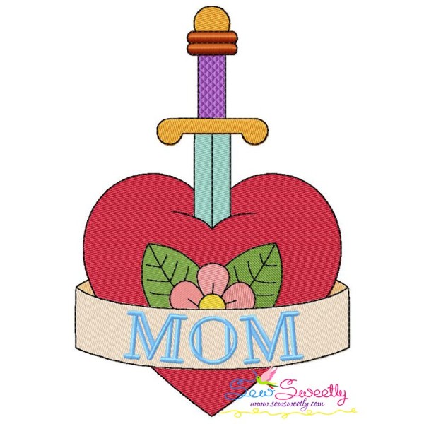 Mom Heart Sword Embroidery Design Pattern-1
