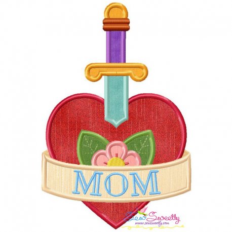 Mom Heart Sword Applique Design Pattern-1
