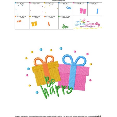 Be Happy Machine Embroidery Design Pattern