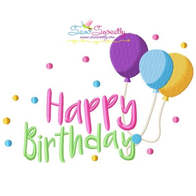 Happy Birthday Balloons Embroidery Design Pattern-1