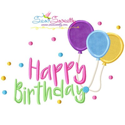 Happy Birthday Balloons Applique Design Pattern-1