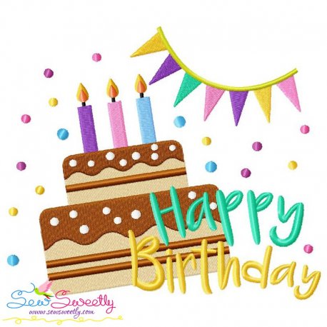 Happy Birthday Cake Embroidery Design Pattern-1