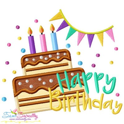 Happy Birthday Cake Applique Design Pattern-1