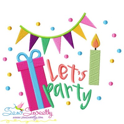 Let's Party Embroidery Design Pattern-1