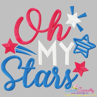 Oh My Stars Patriotic Lettering Embroidery Design Pattern-1