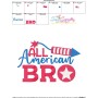 All American Bro Patriotic Lettering Embroidery Design Pattern-3