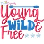 Young Wild And Free Patriotic Lettering Embroidery Design Pattern-1
