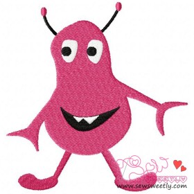 Pink Alien Embroidery Design Pattern-1