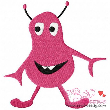 Pink Alien Embroidery Design- 1