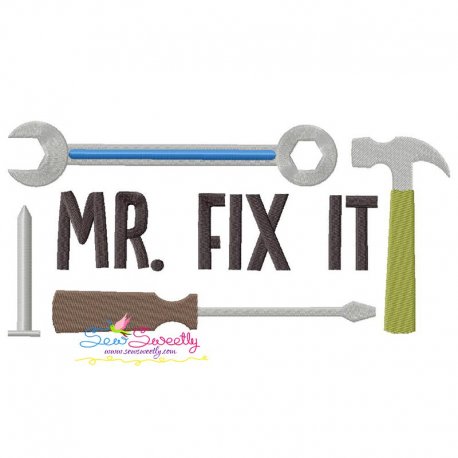 Mr. Fix It Lettering Embroidery Design Pattern