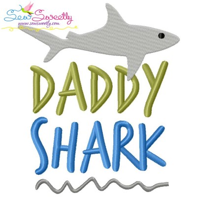 Daddy Shark Lettering Embroidery Design Pattern-1