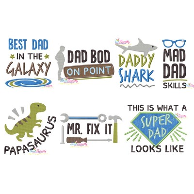 Awesome Dad Quotes Lettering Embroidery Design Pattern Bundle-1