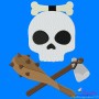 Caveman Character Skull Embroidery Design Pattern-1