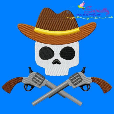 Cowboy Character Skull Embroidery Design- 1