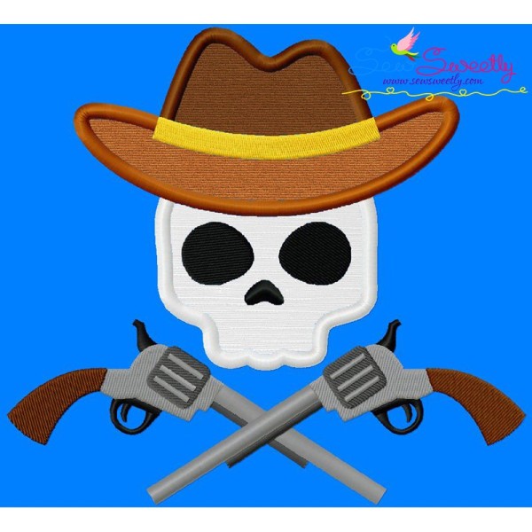 Cowboy Character Skull Applique Design Pattern-1