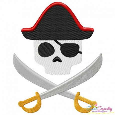 Pirate Character Skull Embroidery Design