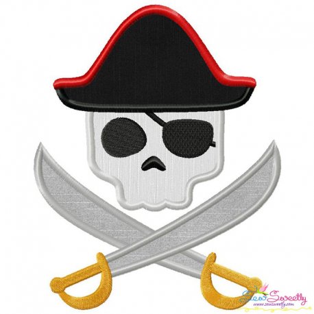 Pirate Character Skull Applique Design