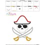 Pirate Character Skull Applique Design Pattern-3