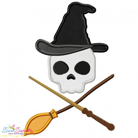 Wizard Character Skull Applique Design- 1