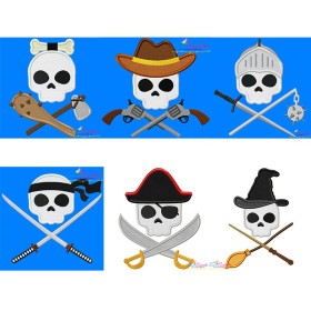 Skulls in Charge Characters Embroidery/Applique Design Bundle-1