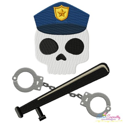 Cop Profession Skull Embroidery Design Pattern-1