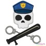 Cop Profession Skull Applique Design Pattern-1