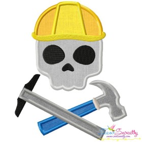 Engineer Profession Skull Applique Design Pattern-1