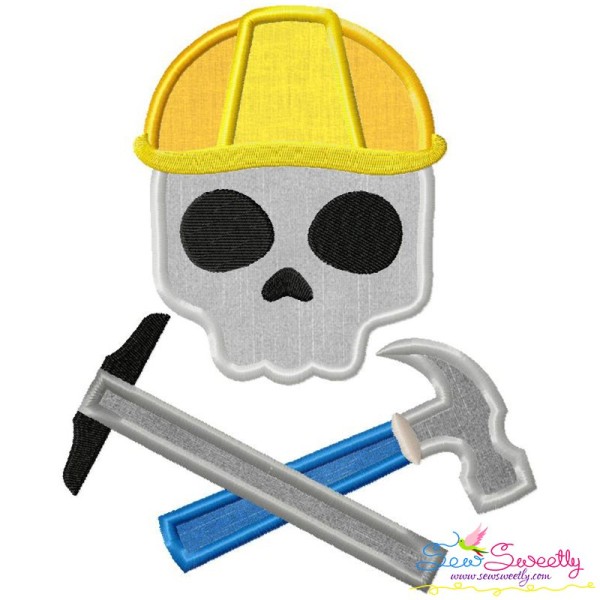Engineer Profession Skull Applique Design Pattern-1