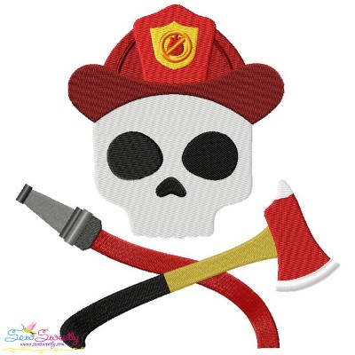 Fireman Profession Skull Embroidery Design Pattern-1