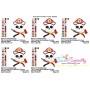 Fireman Profession Skull Applique Design Pattern-2