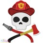 Fireman Profession Skull Applique Design Pattern-1