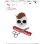 Hairstylist Profession Skull Embroidery Design Pattern-3