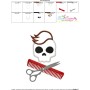 Hairstylist Profession Skull Applique Design Pattern-3