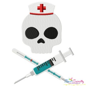 Nurse Profession Skull Embroidery Design Pattern-1
