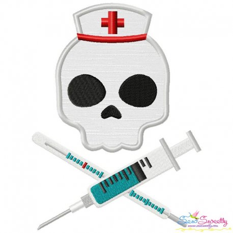 Nurse Profession Skull Applique Design