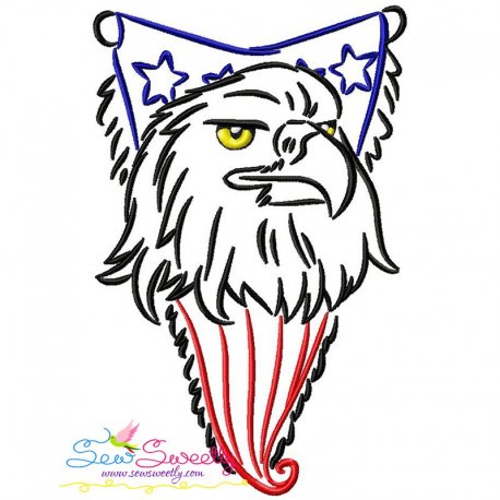 Patriotic Bald Eagle-10 Embroidery Design Pattern