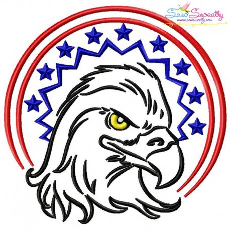 Patriotic Bald Eagle-9 Embroidery Design Pattern
