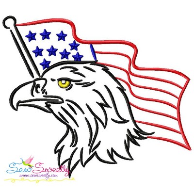 Patriotic Bald Eagle-8 Embroidery Design Pattern-1