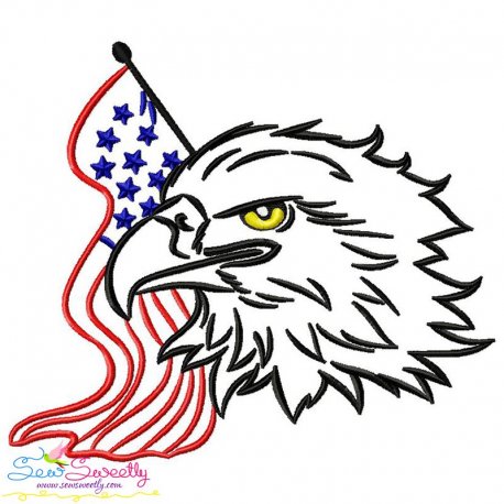 Patriotic Bald Eagle-7 Embroidery Design Pattern