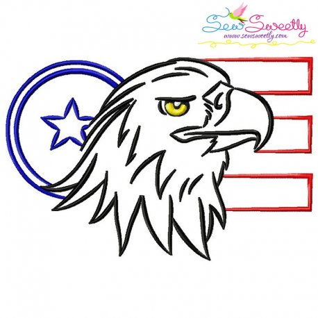 Patriotic Bald Eagle-6 Embroidery Design Pattern
